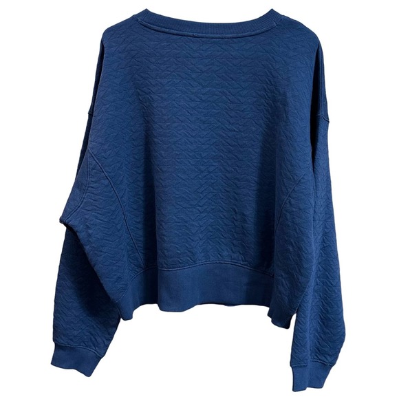 NWT, All In Motion Women’s Sz Med Blue Comfy Patterned Sweatshirt Kangaroo Pouch - Picture 2 of 13